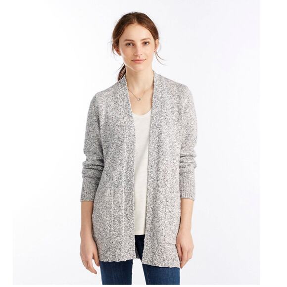 NWT L.L. Bean Cotton Ragg Sweater Open Cardigan Natural: Size Large - Picture 12 of 12